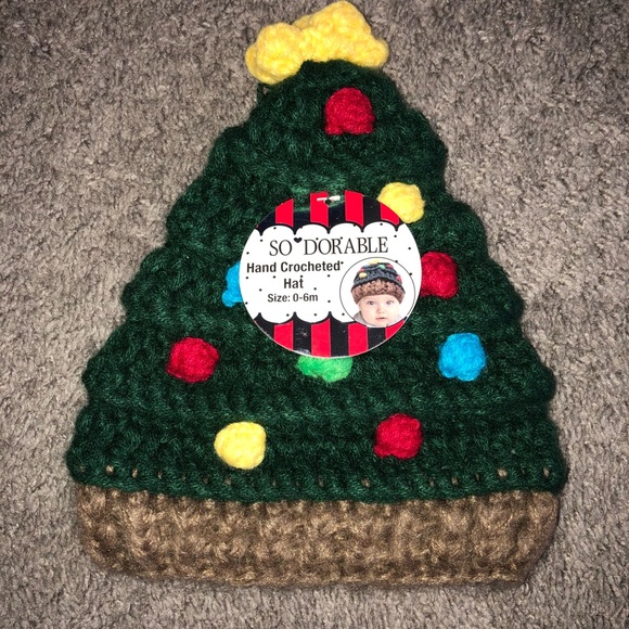 So Dorable Other - Christmas Tree Hand Crochet 0-6 Months Hat, New